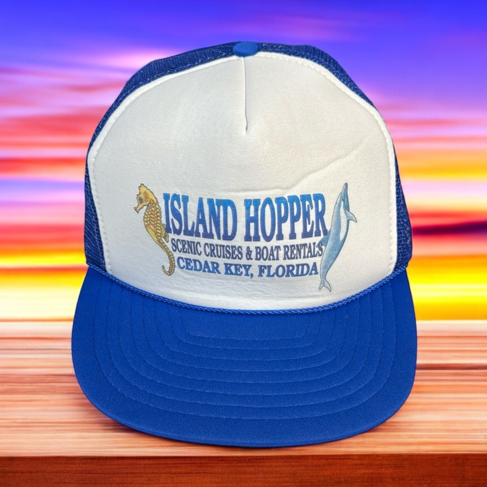 NOS Vintage 80's Island Hopper Cedar Keys Florida Snapback Trucker Hat Cap OSFA